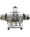Top Shelf Automatic Pneumatic Filling Machine With Magnetic Pump And Four Head Desktop Setup featuring stainless steel, precise liquid dispenser.