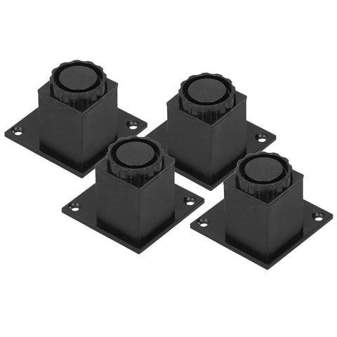 Adjustable Height Aluminum Furniture Legs Set Of 4 For Sofa, Cabinet And Bed Frames, Square 60mm Base Black Finish