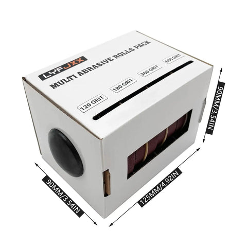 Emery Cloth Sandpaper Roll Set With Dispenser 4 Rolls 6 Meter Rolls 150 240 320 400 Grit Aluminum Oxide On Nylon Backing Box