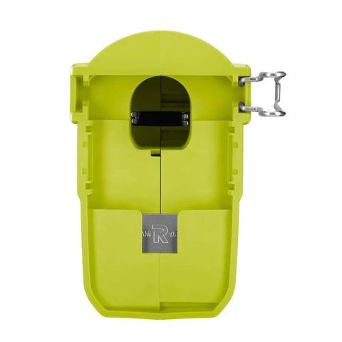18V Cordless Pex Tubing Clamp Tool Only For Fast Pipe Securing, lime green plastic clamp with metal latch, front view