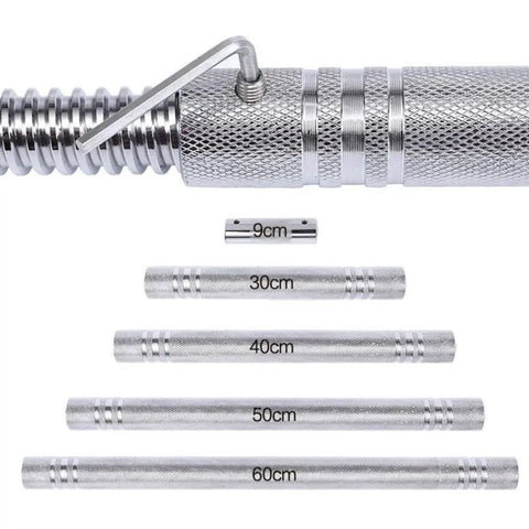 Home Gym Dumbbell To Barbell Connector With Ultra Precision Thread And Non Slip Steel Tube showing various sizes for weightlifting swaps.