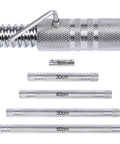 Turn Your Dumbbells Into A Barbell With This Heavy Duty Steel Connector for Home Workouts showing length options and slip-proof grip