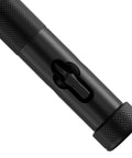 Close-up of Bullet V2 Multi Use Bit Driver for EDC with S2 Steel Torx Bits T6 T8 and T10, black textured aluminum grip, showing bit insertion.