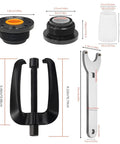 Front Mount Hydraulic Steering Seal Kit With Pin Wrench And Support Bracket Puller For Outboard Motors Compatible With HC5340 HC5341 HC5342 HC5343 HC5344 HC6750 HC6751 2 In 1 Repair Kit showing components and dimensions