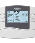 Front view of a Programmable Dual Powered Universal Thermostat For Heat Pumps 2 Heat 1 Cool No Brainer Weekly And Weekend Scheduling Energy Saving Home Climate Control Simple Setup For Reliable Comfort, featuring a backlit LCD display.