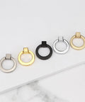 Brushed Gold Ring Drawer Pulls Set Of 4 Round Cabinet Pulls For Furniture Hardware Zinc Alloy Dresser Cupboard Closet Door Handle