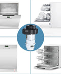 Motor Kit With O Rings Replacement For Dishwasher Pumps Easy Install Fits Frigidaire Electrolux Kenmore Crosley Kelvinator And More 154844301 154588701 154594201 154648101 154700101 154792801 154794401 shown with dishwasher examples.