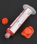 Flux Repair Kit With Light Curing Liquid No Clean Flux For PCB BGA Boards Includes Precision Needles And Flashlight For Quick Easy Solder Paste Fixes Like A Pro Today, tube with cap and adapter.
