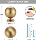 Super Durable Zinc Alloy Round Ball Cabinet Knobs One Inch Diameter Twelve Pack Champagne Bronze with size measurements.