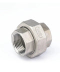 1 Inch BSP Female Thread 304 Stainless Socket Union Pipe Fitting Connector For Plumbing displayed at an angle