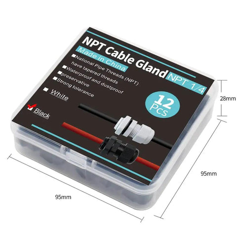 12 Pack Quarter Inch NPT Cable Glands IP68 Waterproof Nylon PA66 Strain Relief Seals For Outdoor Enclosures case