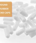 Fifty Pack White Rubber Screw Thread End Caps One Quarter Inch Six Millimeter Precision Furniture Leg Protectors Floor Scuff Guards For Nails And Bolts tough white round rubber end caps.