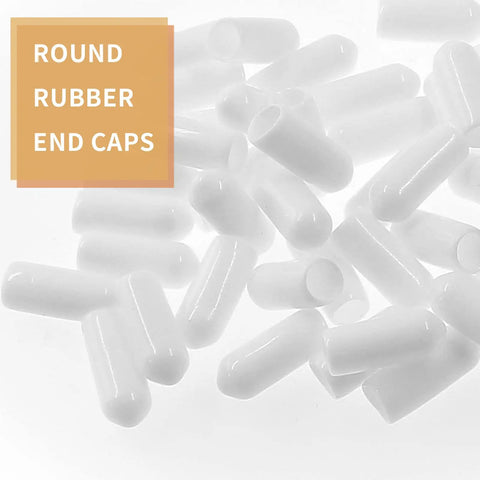 Fifty Pack White Rubber Screw Thread End Caps One Quarter Inch Six Millimeter Precision Furniture Leg Protectors Floor Scuff Guards For Nails And Bolts tough white round rubber end caps.