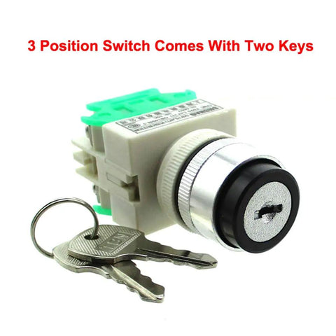 Solid 3 Position Speed Control Key Switch With Two Keys For Taotao Electric Atvs E1-350 E2-350 E1-500 E2-500 with metal keys attached.