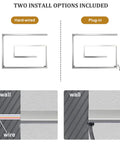 Diagram showing hardwired and plug-in options for Plug In Or Hardwired Heated Towel Rack With Timer For Bathroom Wall Mounted 304 Stainless Steel Towel Warmer Mirror Polished Finish Easy Wiring Switch Hot Towel Rail For Your Cozy Spa installation.