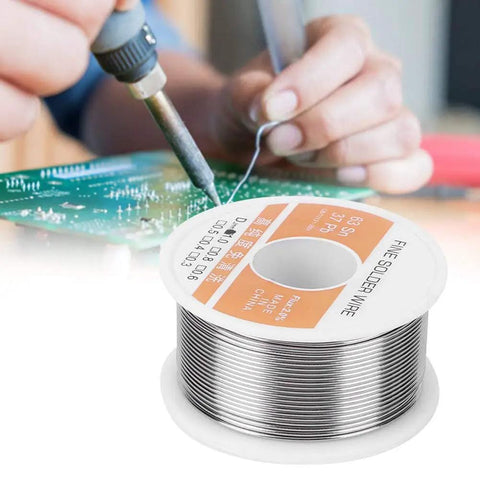 No Clean Rosin Core Solder Wire 1.0mm 100g high purity tin lead alloy, spool with soldering on PCB board.