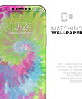 Full Body Skin Decal Wrap Kit for iPhone 11 With Spiral Tie Dye Pattern V7 on display screen with matching wallpaper