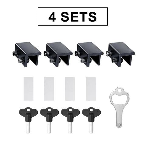 2 Pack No Fuss Adjustable Sliding Window Locks With Key For Vertical And Horizontal Sliding Windows And Doors, Easy To Install Security Latch For Patio, Bedroom, Home And Office Black