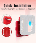 Close-up of M18 18V Battery Holder Wall Mount 5 Pack Heavy Duty Storage Organizer showing installation options.