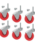 2.5 Inch Stem Caster Wheels Set Of 6 Heavy Duty 360 Degree Swivel Casters for Creepers, carts, stools, cabinets, and post mounts