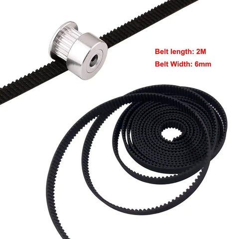 Pro Grade 2M GT2 Timing Belt Kit With 20-Tooth Aluminum Pulleys, 5mm Shafts, 2mm Pitch And 6mm Wide Rubber Belt, Includes 2 Pcs Allen Wrench For 3D Printers And CNC Machines