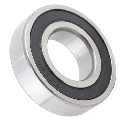 Heavy Duty 6206RS Deep Groove Ball Bearings With Double Rubber Sealed Ends For Industrial Machinery Use Plus Lube Protects Dirt Buildup And Lasts Long Time Great Value Set Of 2 Made From Hardened Steel in a close-up view.