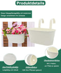 Cool Oval Metal Railing Planters For Outdoor Plants Three Pack With Detachable Hooks And Drain Holes Hanging Flower Pots For Balcony Windowsill Garden Flowers Herbs Cream White Finish