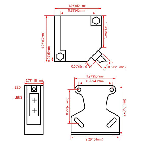 Technical diagram for Photoelectric Sensor Switch E3JK 5DM1 5L AC 90 to 250V Bijection Type Detection Up To 5 Meters With Fixed Relay Output
