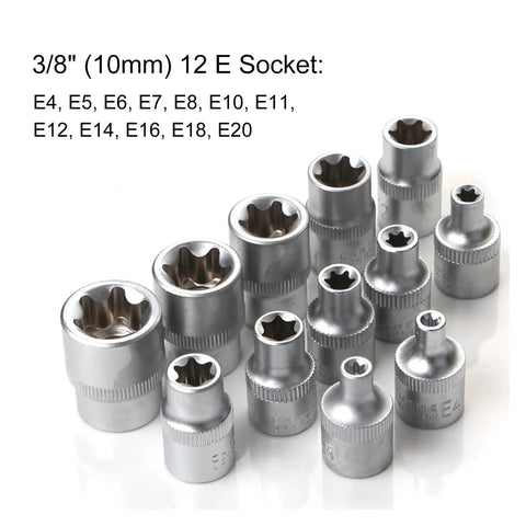 Check out This Awesome 34 Pcs Torx Bit Socket And E-Torx Star Kit With Storage Box For Heavy Duty Jobs That Lets You Crush Rusted Bolts Like A Boss While Keeping Your Tools Organized And Ready To Go Anywhere Without Breaking A Sweat. 34pc 3/8in E-Torx socket set, 10mm drive, steel, E4-E20
