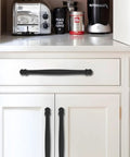 Two Pack Black Cabinet Pulls Center To Center 96mm Three And Three Quarter Inch Solid Heavy Duty Satin Black Handles Installed