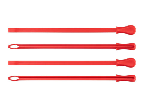 Four red wrench organizers from the Three Eighth Inch Drive Crowfoot Wrench Organizer Key In Red Portable Durable Polypropylene Case