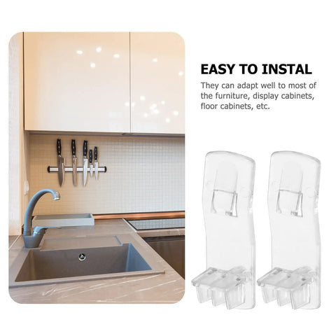 Locking Plastic Shelf Pegs For Cabinets And Furniture, rectangular clips beside a modern kitchen sink setting