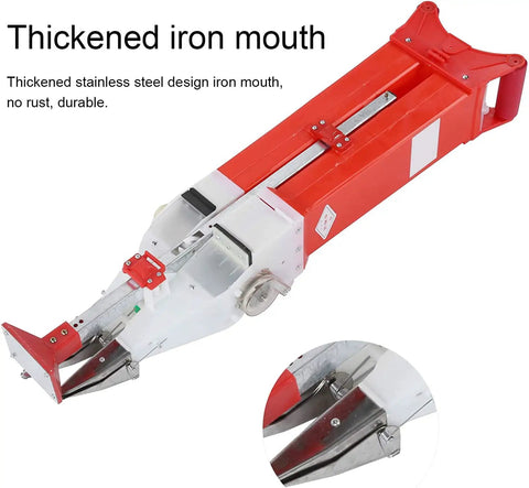 Red Double Barrel Garden Seeder With Interchangeable Seed Plates Portable Manual Planter for corn and veggies with iron mouth