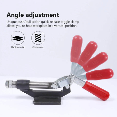 Beefy 42mm Stroke Push Pull Toggle Clamp With Quick Release For Horizontal Workholding, displayed with adjustable angle
