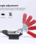 42mm Stroke Push Pull Toggle Clamp With Horizontal Locking Clip For Quick Straight Line Workholding In Fixtures And Jig Hardware Easy To Operate Beefy Industrial Grade Clamp For Milling Welding CNC And Assembly displayed with angle adjustment demonstration