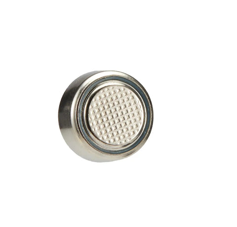 Six Pack Lr44 Alkaline Button Coin Cell Batteries 1 5 Volt, close-up view of a single silver battery, designed for long-lasting power.