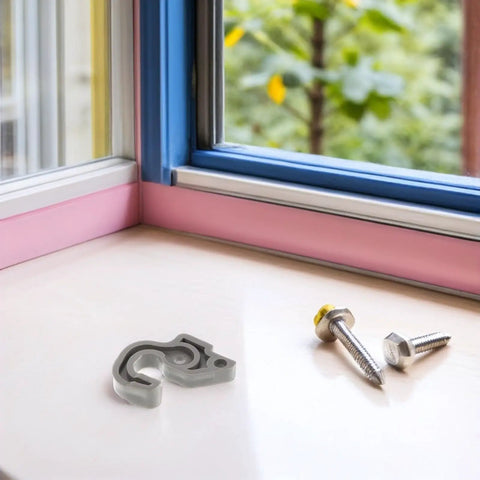 Essential Black Plastic Refrigerator Door Stopper Clip For Modern Kitchens With Universal Compatibility and Secure Closure, gray clip on wooden surface.