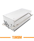 Solid Workhorse Folding Stainless Steel Toolbox With Three Spacious Tiered Trays And Reinforced Carry Handle, compact design, side view.