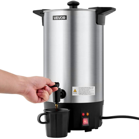 Big-Batch Coffee Urn 60 Cup 9 Liter Hot Beverage Dispenser With Dripless Faucet Fast Brew Stainless Steel Large Coffee Maker