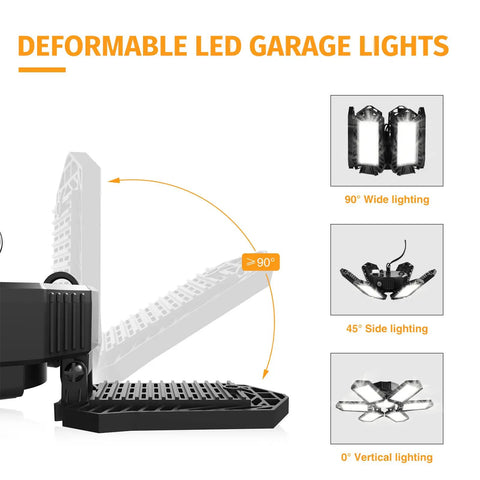 4 Foot LED Shop Light With 6 Foldable Heads, 50W 6500K Daylight White, 7000 Lumens, adjustable angle demonstration