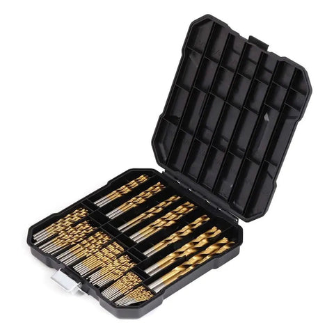 Dad Approved 99 Piece Drill Bit Set For Steel Wood Metal Copper Aluminum Alloy With Rugged Storage Case, open case showing drill bits.