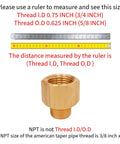 2 Pack Brass Pipe Fittings One Half Inch NPT Female To Three Eighths Inch NPT Male Reducer Adapter with rulers for measurement reference