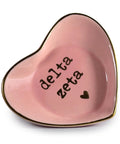 Heart Shaped Ceramic Jewelry Dish With Gold Detailing And High Gloss Finish Multi Function Tray For Home Or Office Perfect For Jewelry Keys Rings And Small Accessories Delta Zeta Inspired Style.