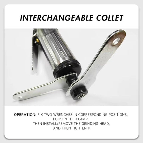 Interchangeable collet for Quarter Inch Pneumatic Straight Air Die Grinder Heavy Duty Industrial Power Tool for precision use.