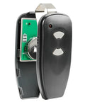Open Two Pack 2-Button Garage Door Opener Remote for M3-2312, Compatible with Marantec Keypad, showing internal electronics