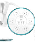 Circular All In One Dope Surge Protector Power Strip With Smart Design 4 Feet Flat Extension Cord 6 Outlets And 3 USB Quick Charge Ports EMI RFI Filter Space Saving Home Office UL Listed