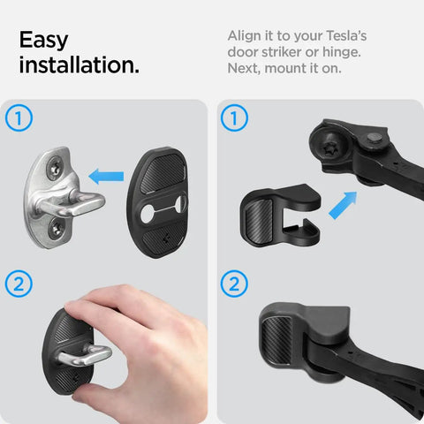 Installing Tesla Door Lock Cover Protectors Set Of 4 For Model Y 2020 To 2026 And Model 3 2017 To 2026 with easy no-drill method.
