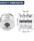 Heavy-Duty Aluminum V-Type Pulley With 14mm Bore And 40mm Outer Diameter, Double Groove For Motor Shafts And Drilling Machines