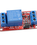 Close-up view of Four Pack 5V 1 Channel Relay Module Shield With Optocoupler for microcontrollers and home automation projects.