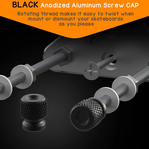 Black anodized screws for Dope Aluminum Skateboard Wall Mount Hanger With Two Screw Holes